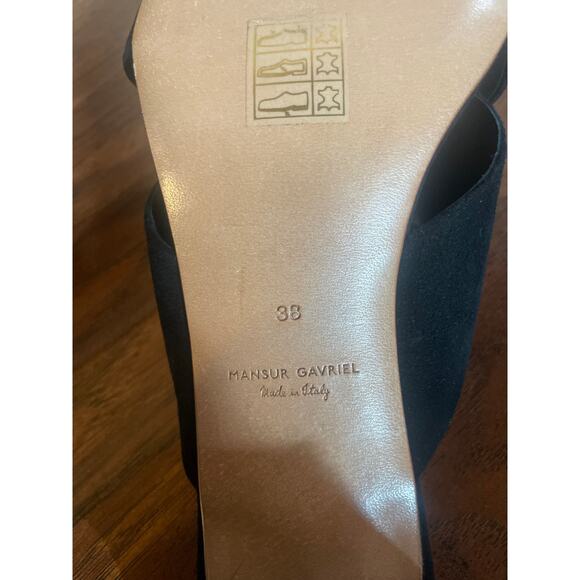 MANSUR GAVRIEL Black Suede Crossover Sandal Mule Shoe Chunky Block Heel 38 8 - Picture 8 of 8